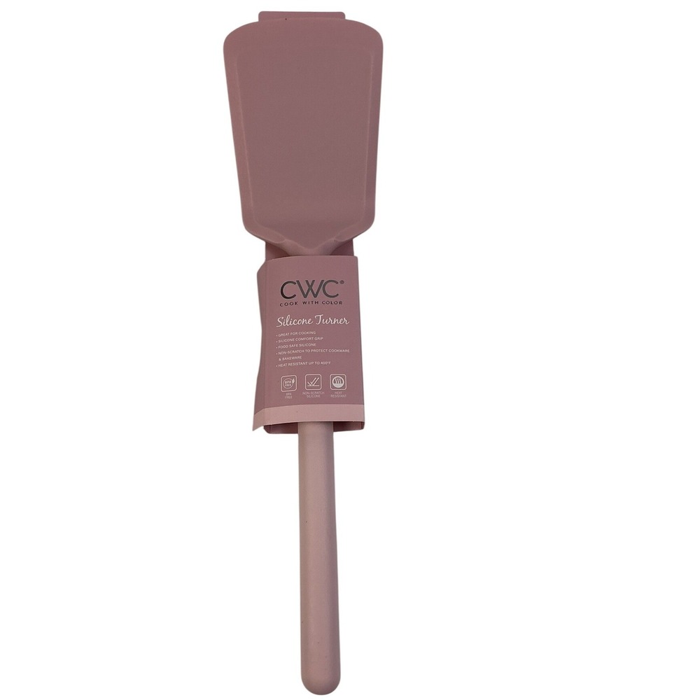 CWC Cook With Color Pink Silicone Turner & Spatula Set BPA Free 450F - Picture 2 of 13